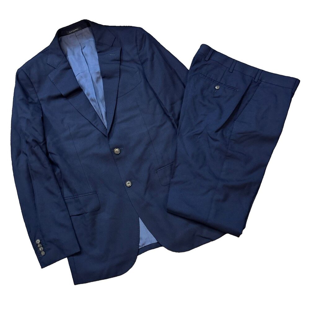 Suitsupply Lazio Suit Mens 40L W32 L31 Blue Wool Pure - Vitale